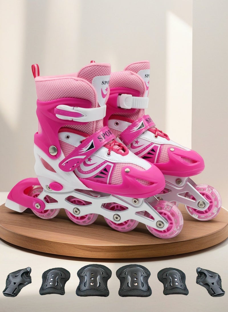 إيزي فيتشور أحذية تزلج إيزي فيوتشر، قابلة للتعديل، مزودة بعجلات LED وامضة، مناسبة للأولاد والبنات، مع معدات حماية. متوفرة بأربعة ألوان وثلاثة مقاسات. رقم المنتج: 1301P - Image 1